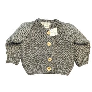 NWT Huggalugs Baby Knit Cardigan Sweater 6-12 Months Button Front Olive Green
